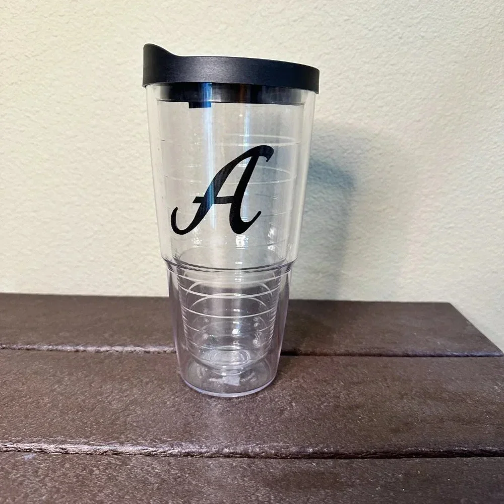 COPY - 24 Oz TERVIS Black Monogrammed “A” Like New Drinks Cup Tumbler Mug